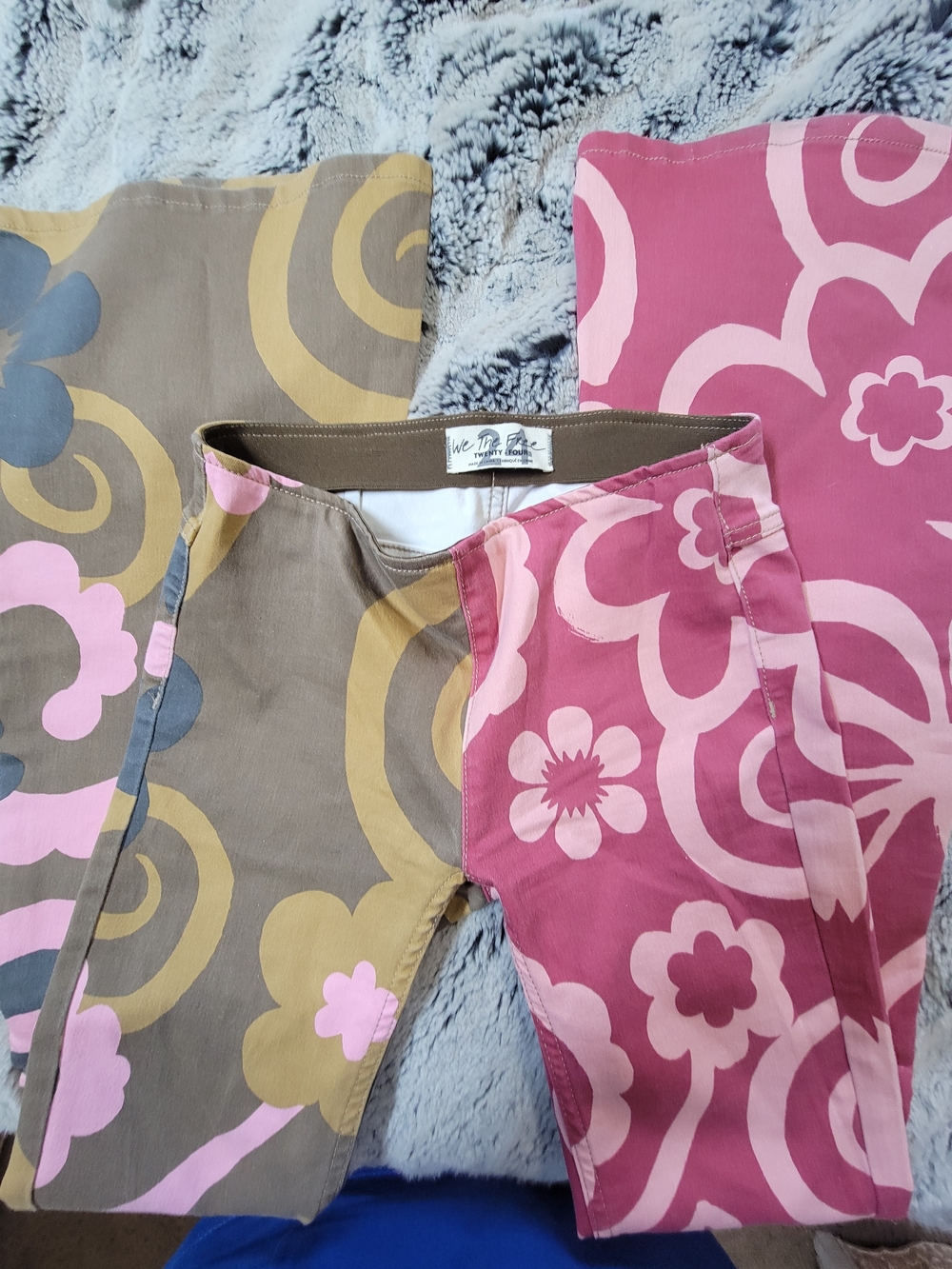 We The Free Pink & Brown Floral Wide Leg Jeans Sz 24